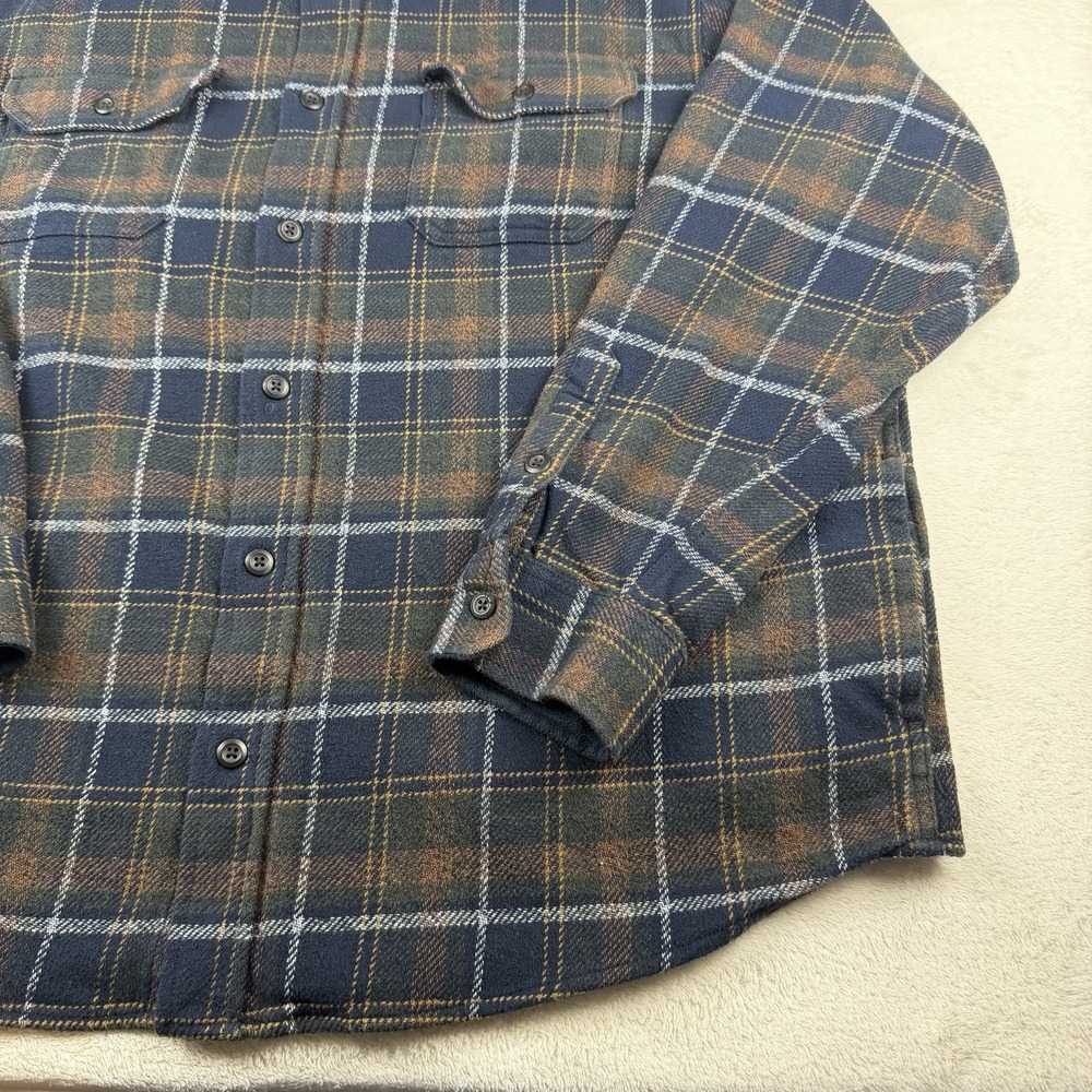 Orvis Flannel Shacket Shirt Mens XXL Blue/Brown Plaid‎ Heavyweight Button Up - Picture 7 of 15